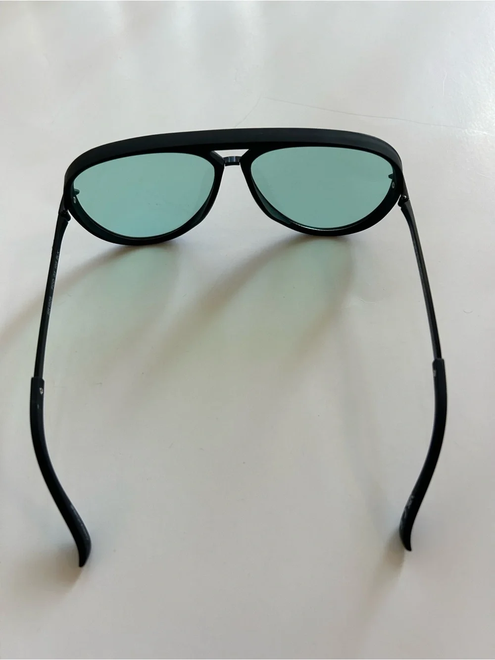Frye and Co Aviator Sunglasses matter black light teal lens